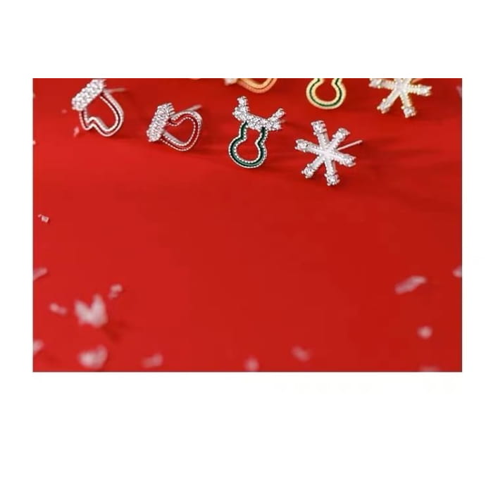 Christmas Rhinestone Asymmetrical Stud Earring