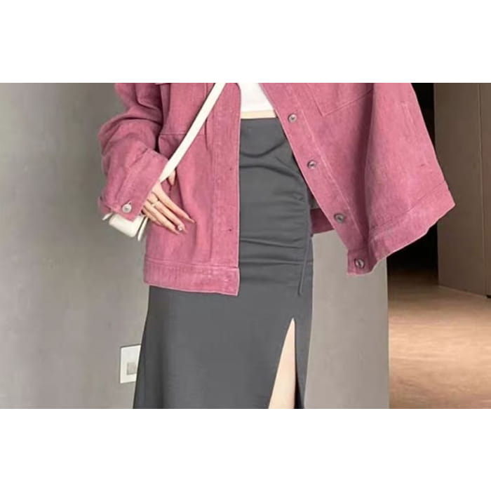 Collared Denim Button