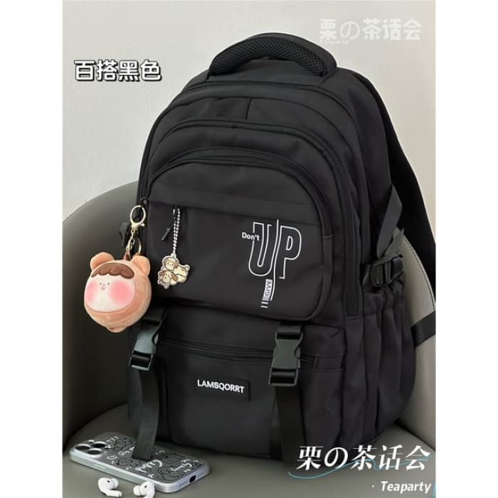 Color Block Backpack / Bag Charm / Set - With Bear Head