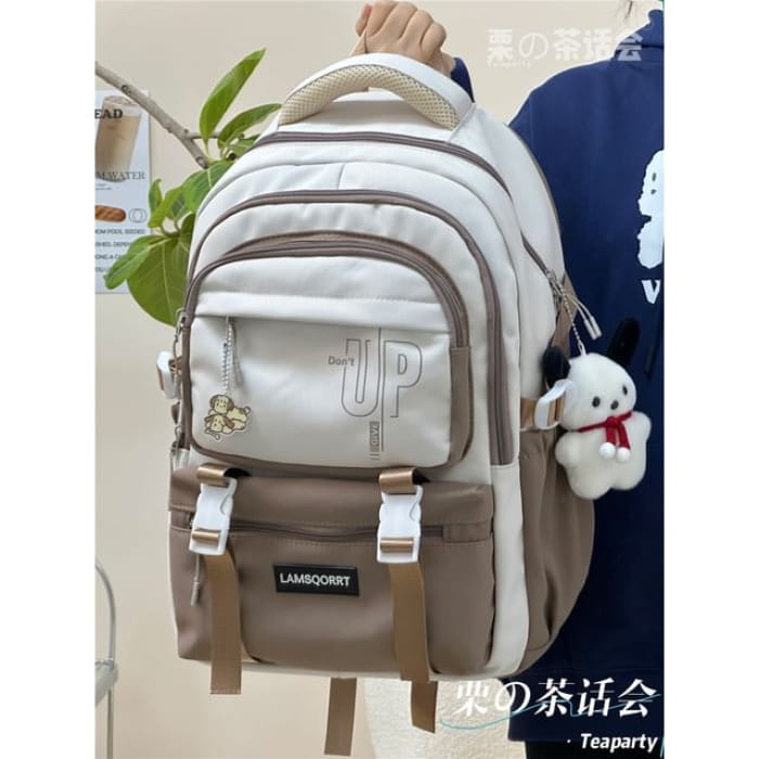 Color Block Backpack / Bag Charm / Set - With Dog - Light