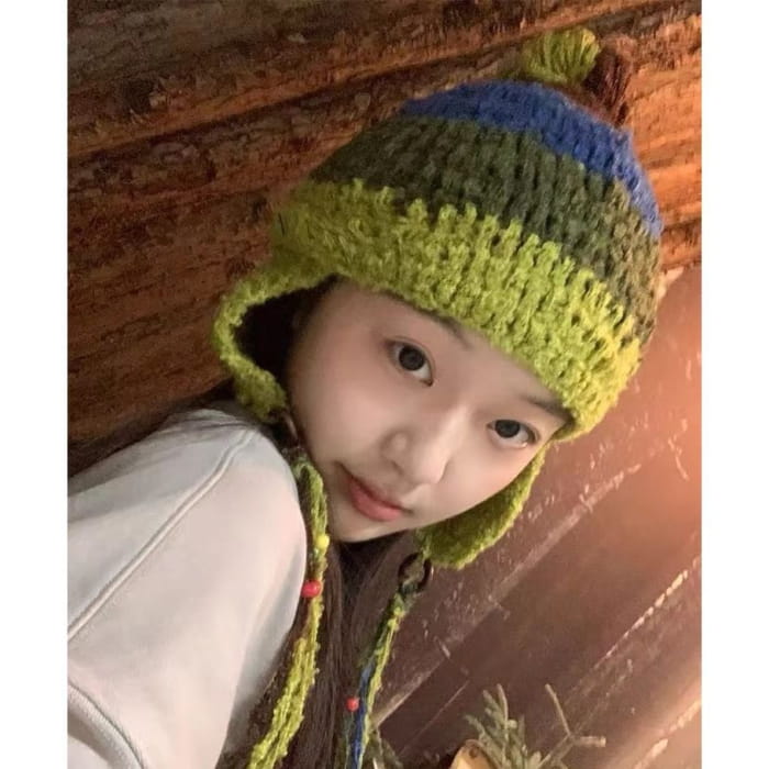 Color Block Knit Beanie