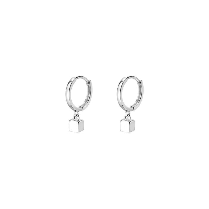 Cube Sterling Silver Dangle Earring