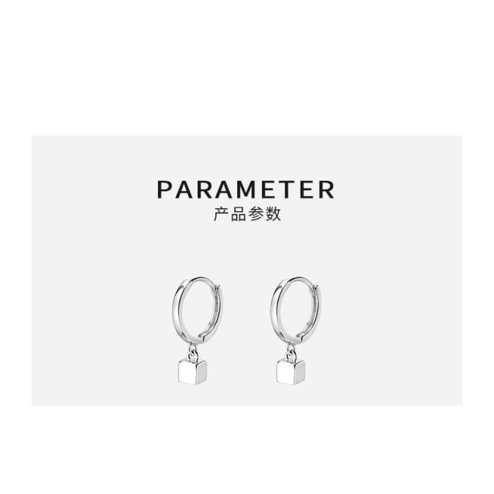 Cube Sterling Silver Dangle Earring