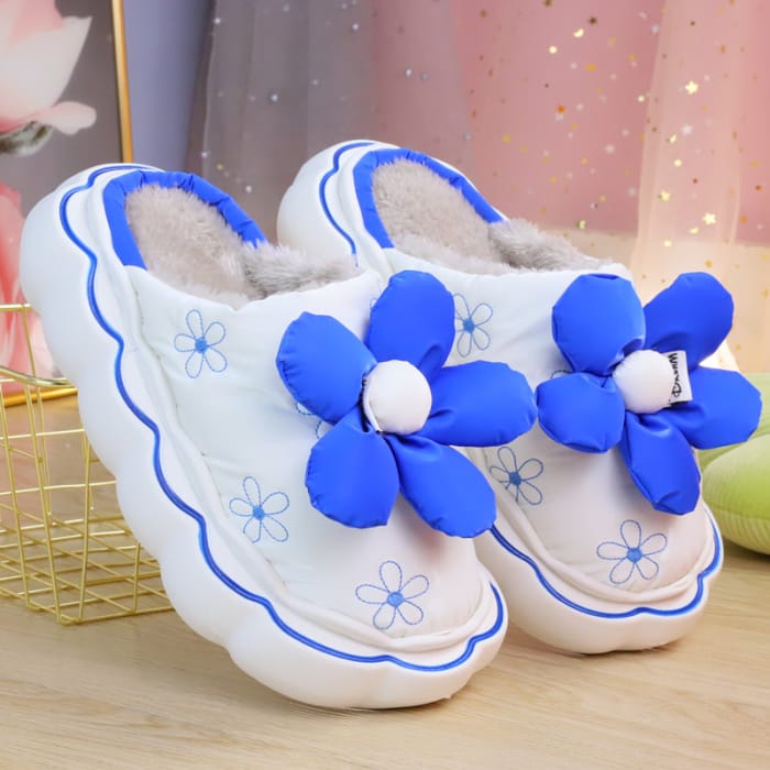 Cute Comfy Inside Flower Slippers - Blue / 36/37