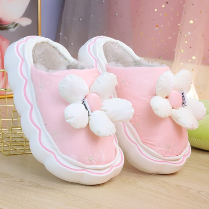Cute Comfy Inside Flower Slippers - Pink / 36/37