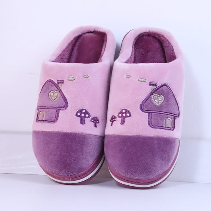 Cute Comfy Inside Flower Slippers - Purple / 36/37