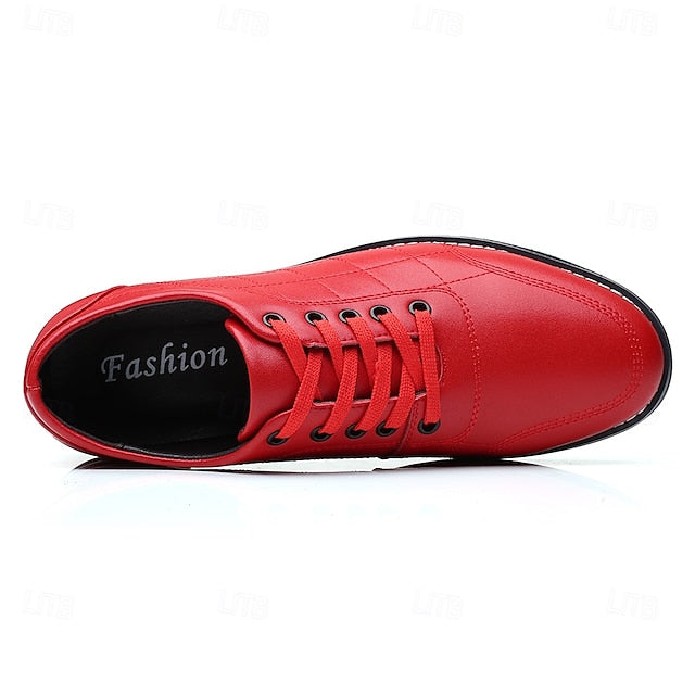 Faux Leather Lace-Up Sneakers Blue Stylish Men's Quilted -