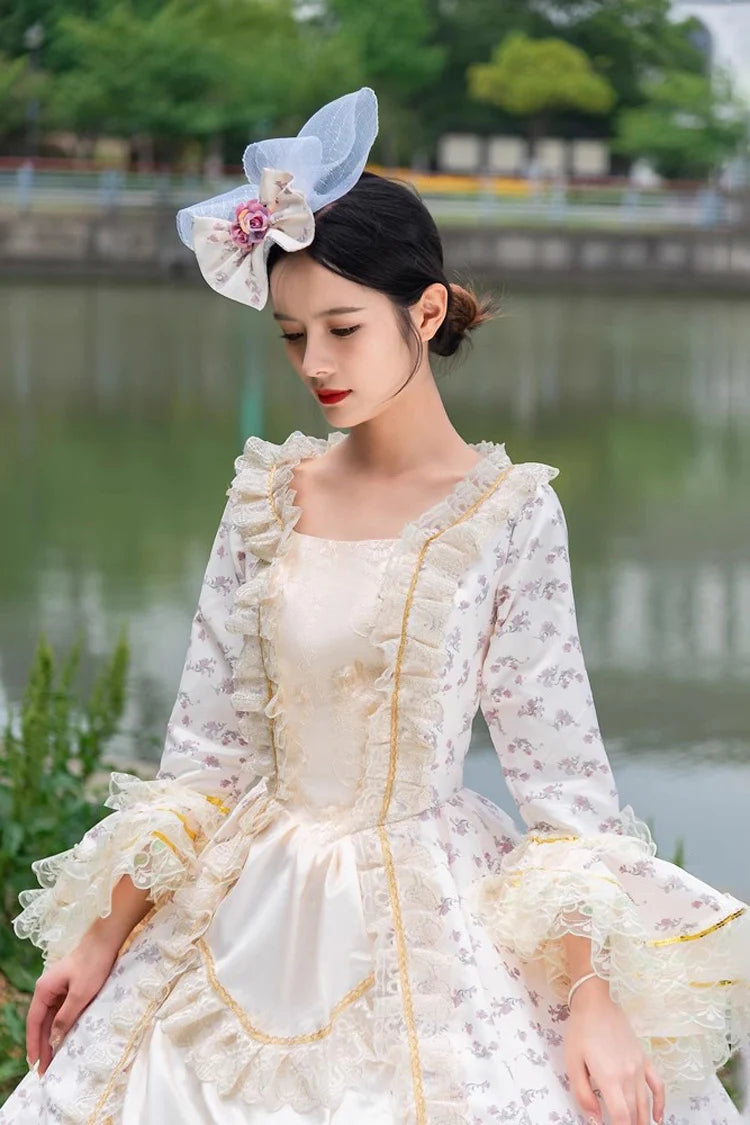 Champagne Medieval Court Cardigan Print Vintage Princess Lolita Victorian Dress