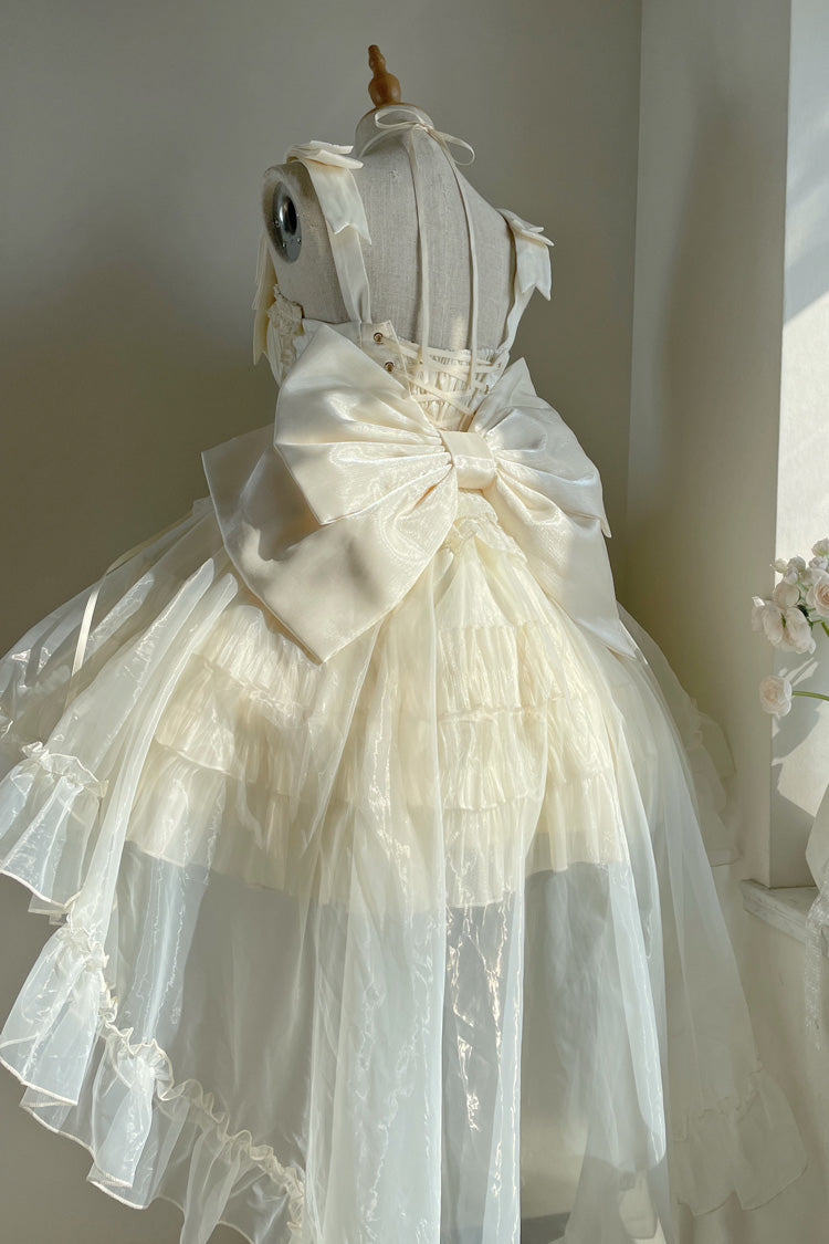 Princess Apricot Sleeveless Layered Ruffle Bow Sweet Lolita JSK Dress Set