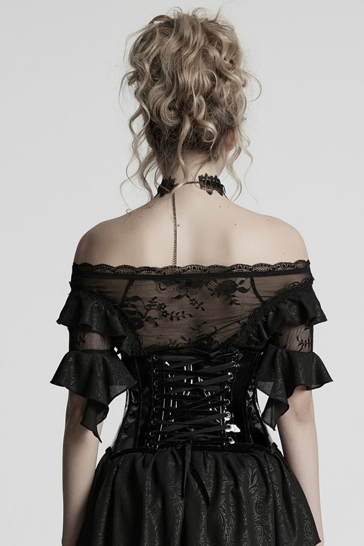 Glossy Vinyl Underbust Corset for Gothic Women