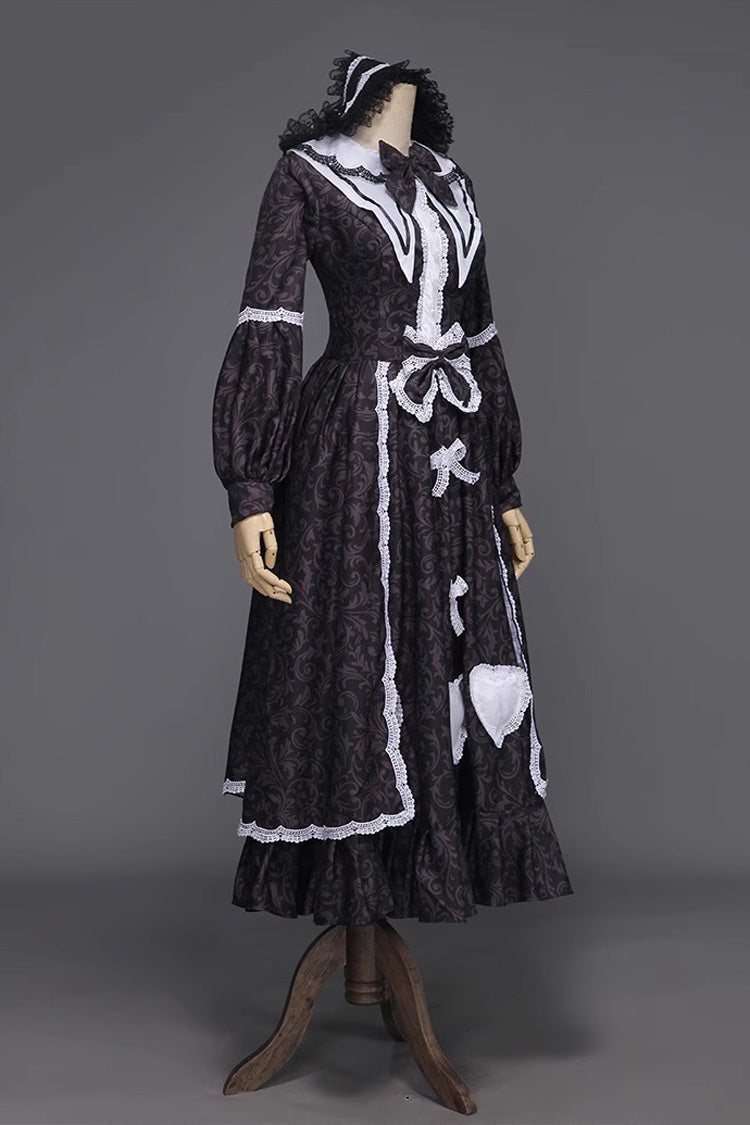 Black Bowknot Sweet Lolita Dress - Long Sleeved Maid