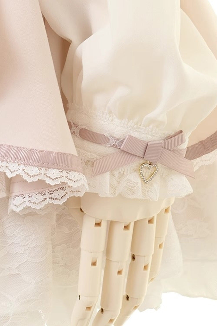 Chic Off-Shoulder Bow-Embellished Lace Blouse with Choker in Three Tones