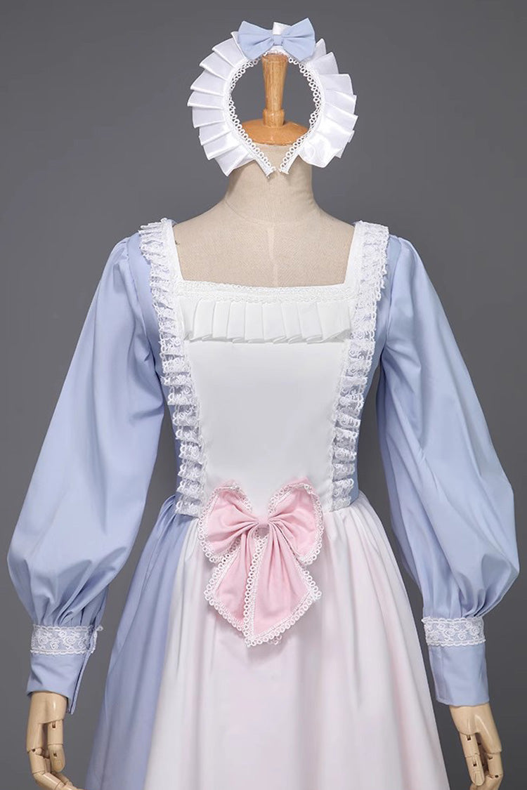 Light Blue Ruffled Bowknot Victorian Dress - Sweet Multi-Layer