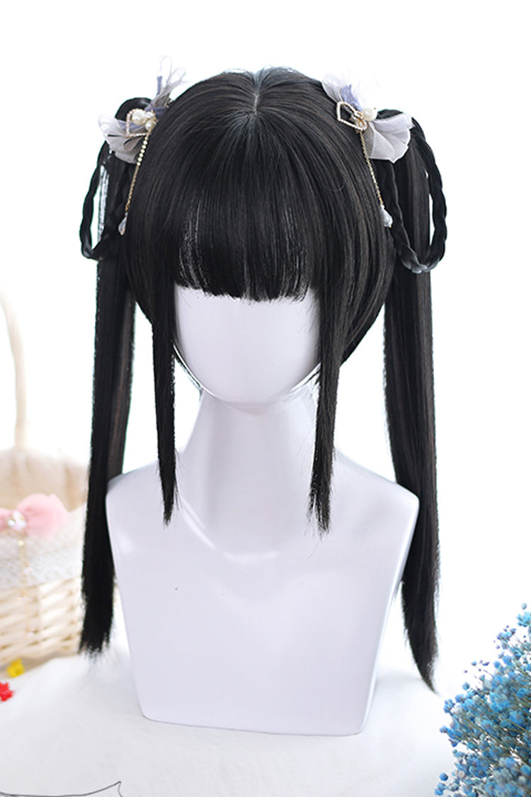 Classic Lolita Wig with Double Ponytails in Natural Black