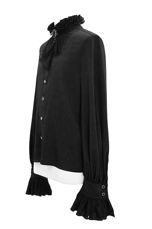 Men's Gothic Blouse with Embroidered Long Sleeves Chiffon