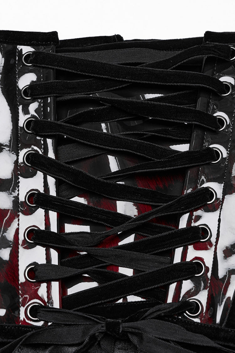 Crimson & Noir Patent Leather Underbust Corset with Gradient Finish