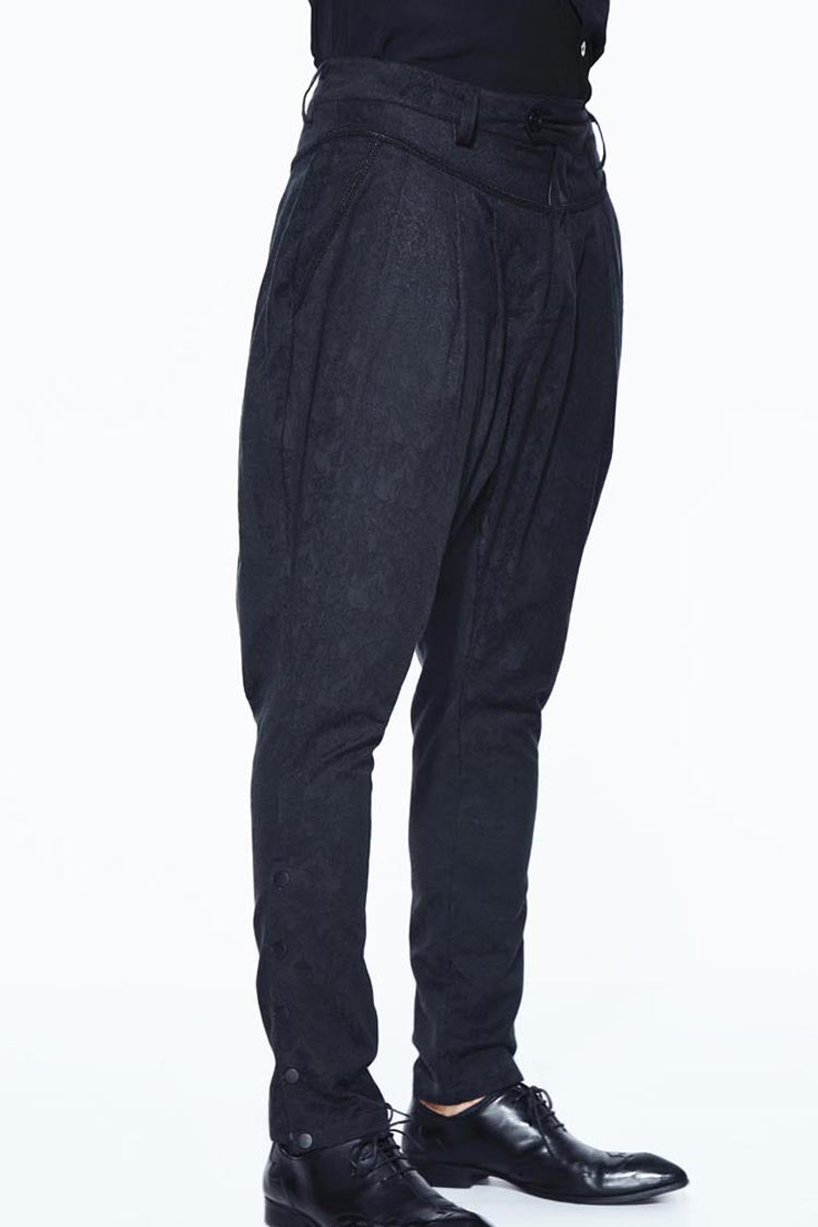 Jacquard Ribbon Snap Fastener Gothic Trousers for Men