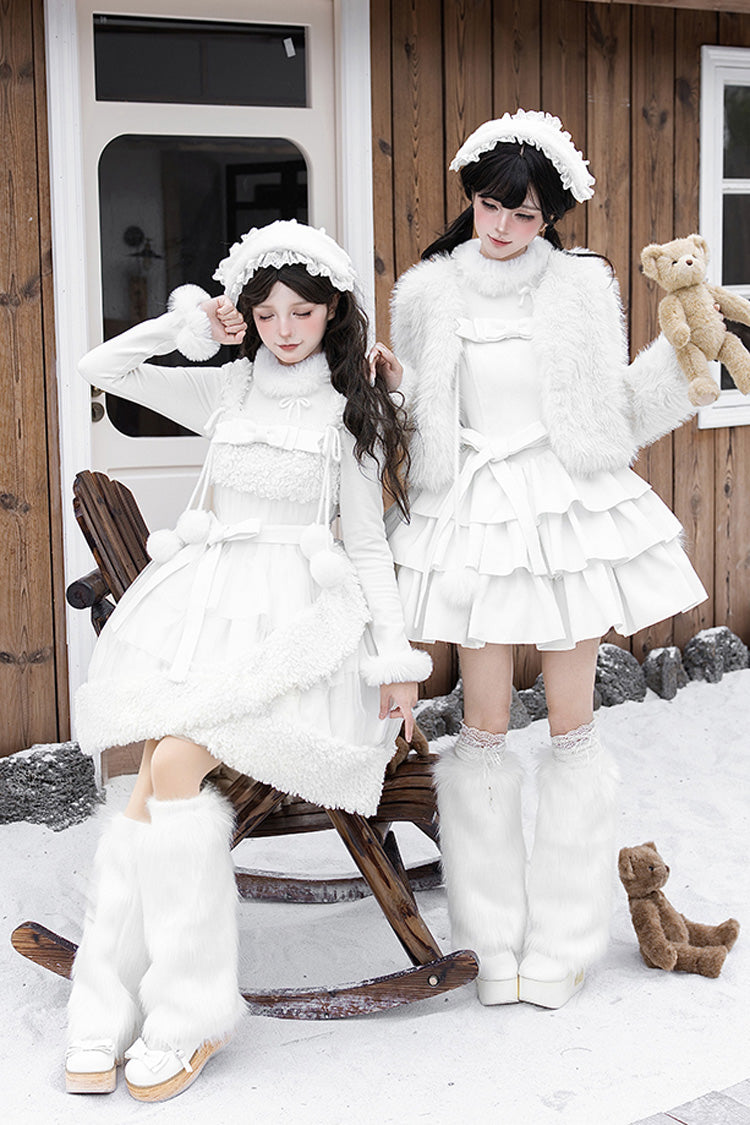 Triple Ruffled Bow Sweet Lolita JSK Outfit
