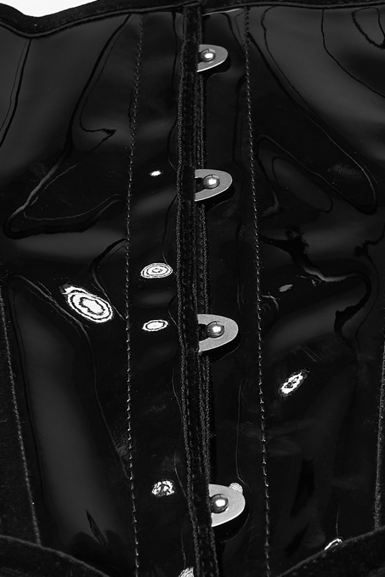 Glossy Vinyl Underbust Corset for Gothic Women