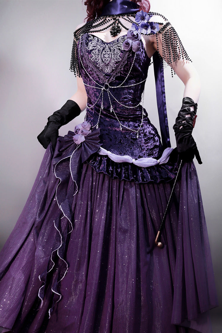 Violet Madame Butterfly Ruffled Bow Lace Elegant Gorgeous JSK