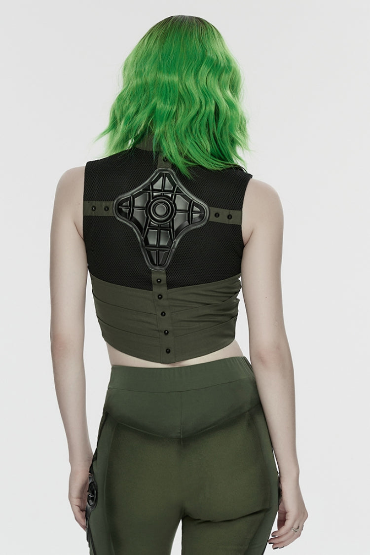 Cut-Out Studded Mechanical Sleeveless Punk Tank