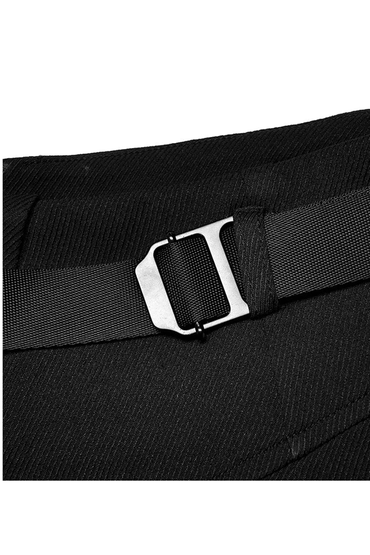 Punk Two-Piece Shorts with Cross Lamination Metal Crescent
