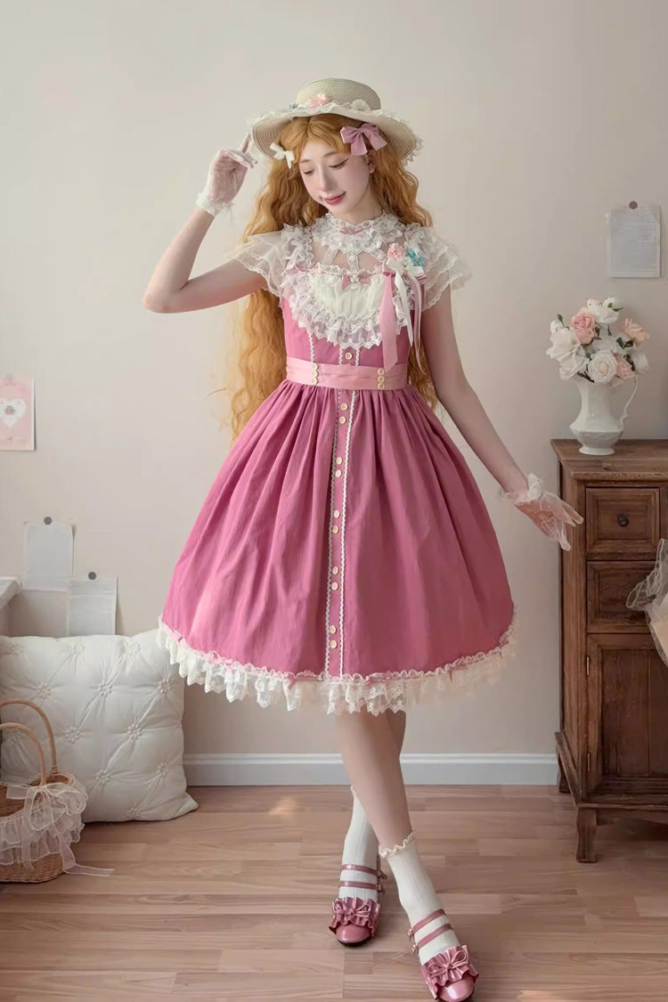 Sakura Spring JSK Dress - Sleeveless, Ruffled Bow, Short