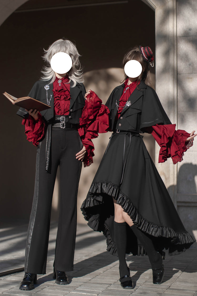 Noir Long-Sleeve Ruffled Ouji Skirt and Blouse - Day and Night Song