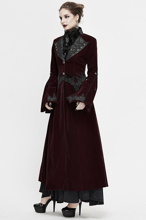Scarlet Lace Flared Sleeve Velvet Gothic Coat
