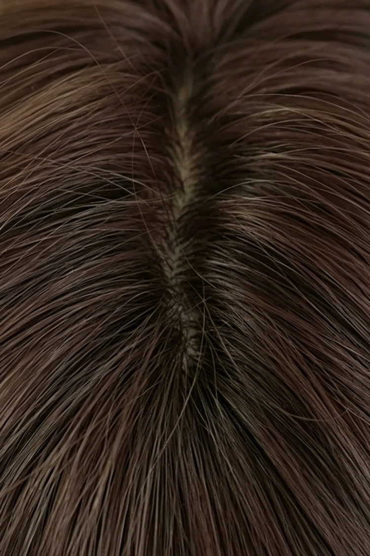 Chestnut Brown Ombre Long Wavy Wig with Air Bangs