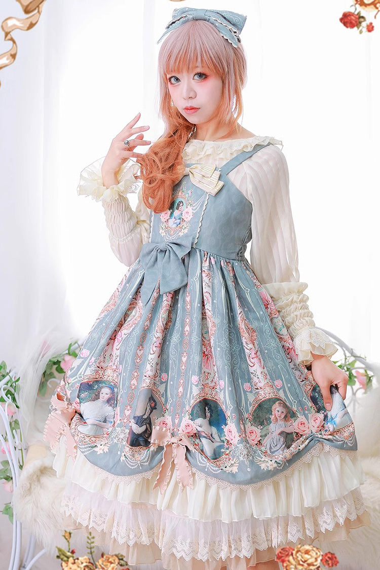 Portrait of A Little Lady Classic Vintage Lolita JSK with Ruffle Bowknot