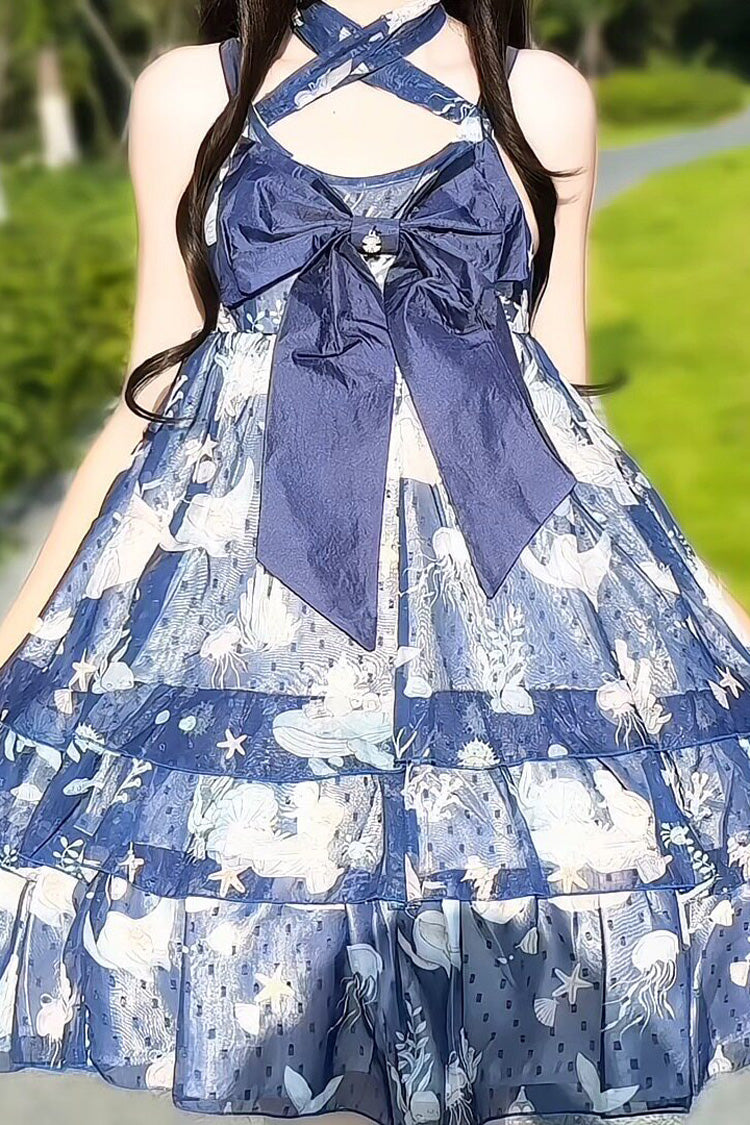Sweet Lolita Strap Dress with Layered Ruffles and Lace - Ocean Sweetheart, 5 Colors