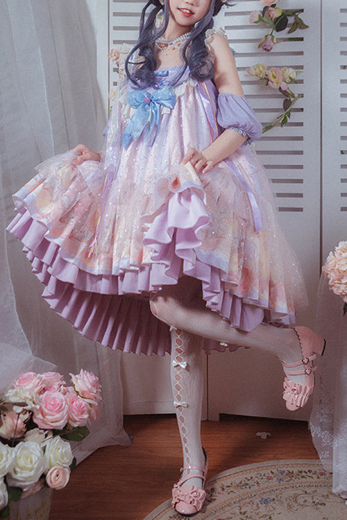 Multicolor JSK Dress - Matching Hand Sleeves High Waist Sweet Lolita