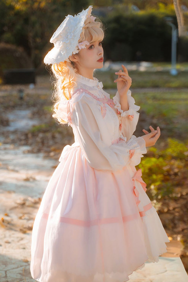 Blush Sleeveless Ruffle Cardigan Bow Lace Sweet Plus JSK Dress