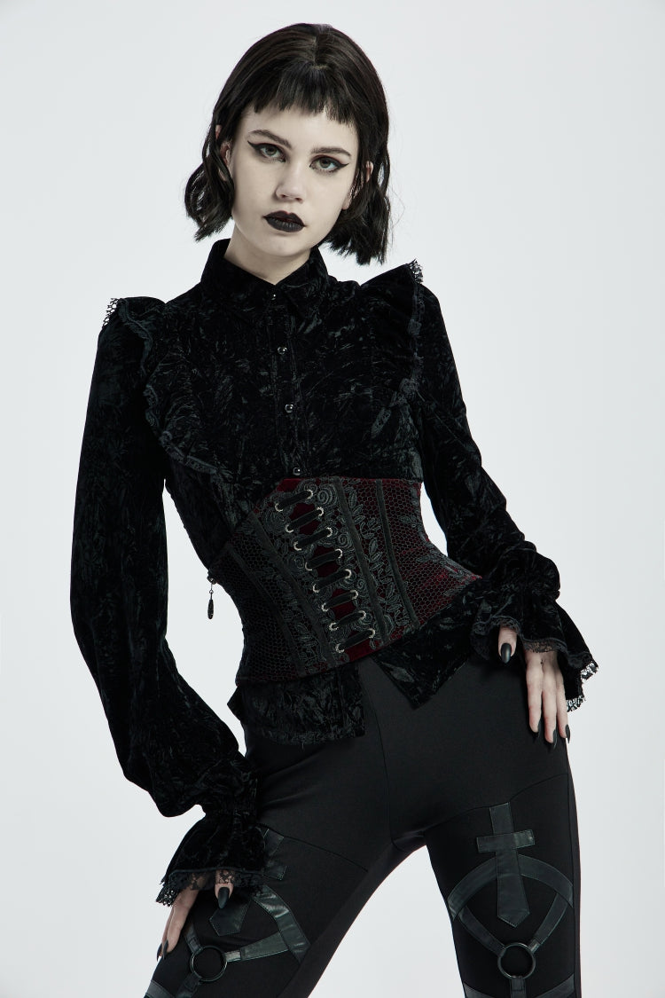 Crimson Jacquard Laced Slim Corset