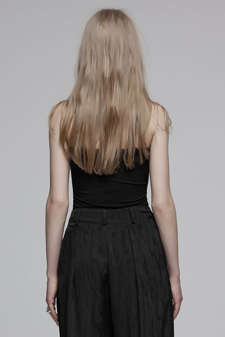 Daring Black Drop Hollow Halter Punk Vest