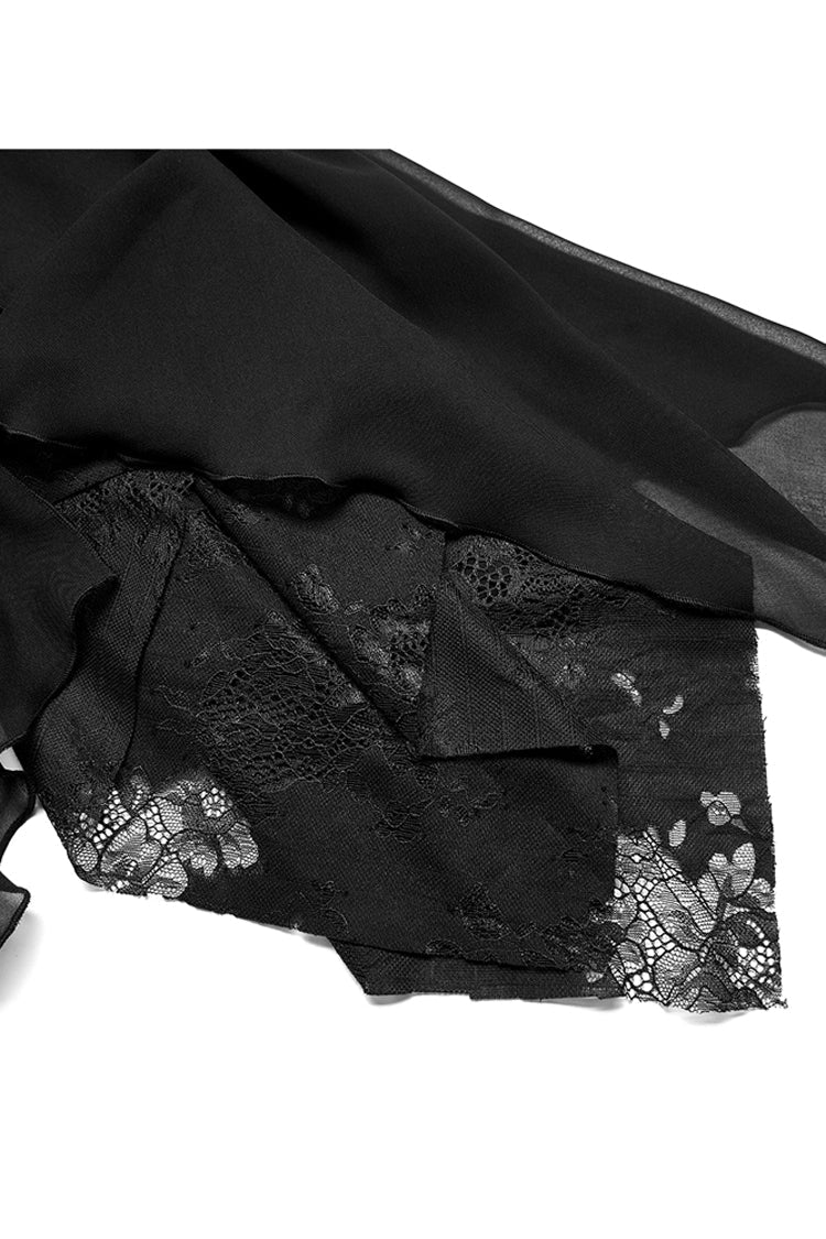 Double-Layer Chiffon Lace Irregular Hem Sling Sleeveless Gothic Dress