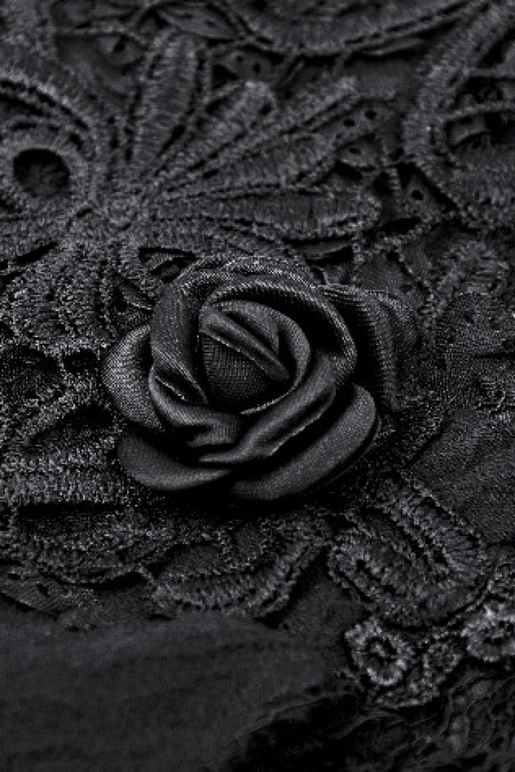 Sleeveless Rose Lace Lace-Up Gothic High Low Dovetail Slip Wedding Dress