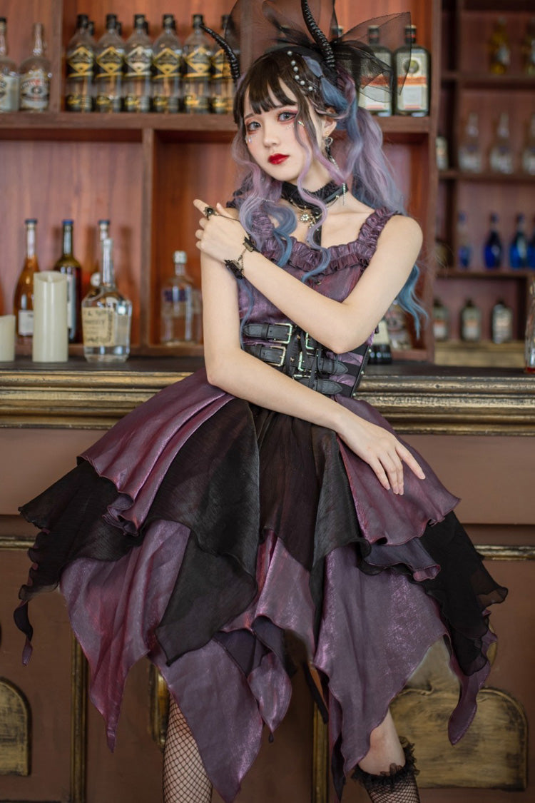 Purple Lust Multi-Layered Asymmetric JSK Gothic Lolita Dress