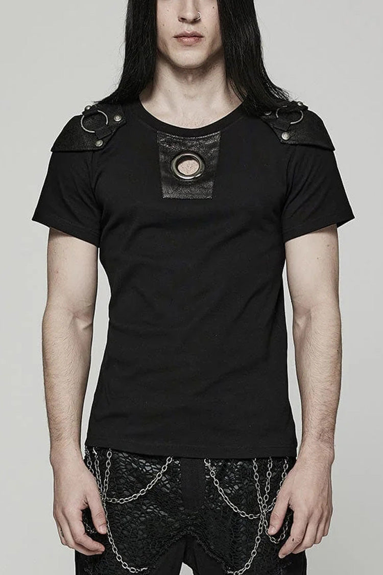 Steampunk Men's Tee with Detachable Shoulder Pads and Cutouts