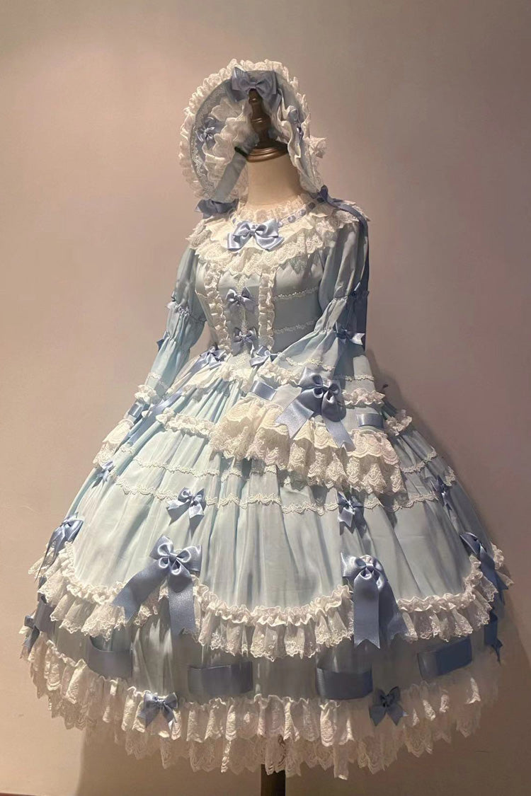 Indigo Round Collar Trumpet Sleeve Bridal Sweet Princess Lolita Dress