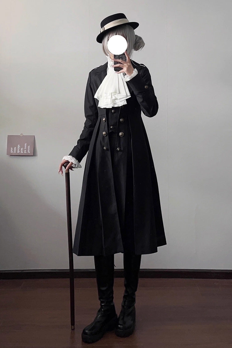 Slim Gothic Trench Coat with Long Sleeves - Paranoid's Punishment, 2 Shades