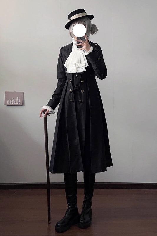 Slim Gothic Trench Coat with Long Sleeves - Paranoid's Punishment, 2 Shades