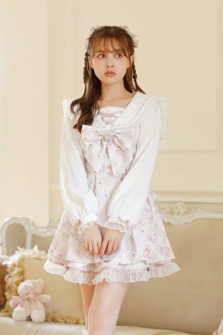 Sewing Bear Plus Size Jirai Kei Dress with Print and Bowknot