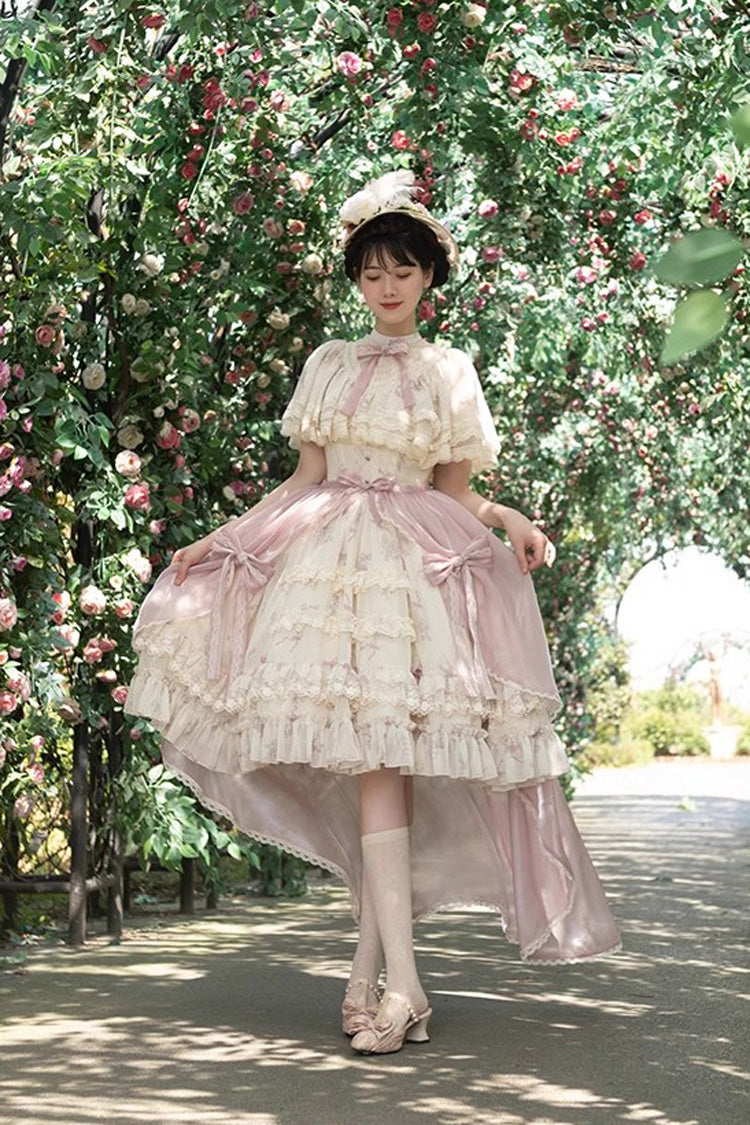 Multicolor Bellflower Printed Lace Sweet Princess Lolita Dress