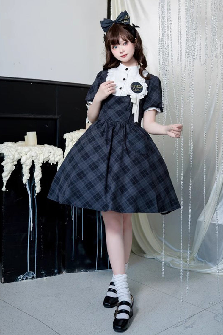 Classic Princess Lolita Dress with Plaid Print