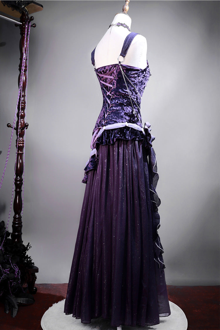 Violet Madame Butterfly Ruffled Bow Lace Elegant Gorgeous JSK