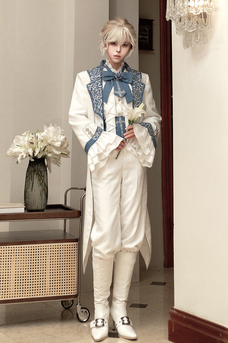 Ivory Moonlit Paladin Prince Ruffle Embroidery Bow Classic Ouji Set