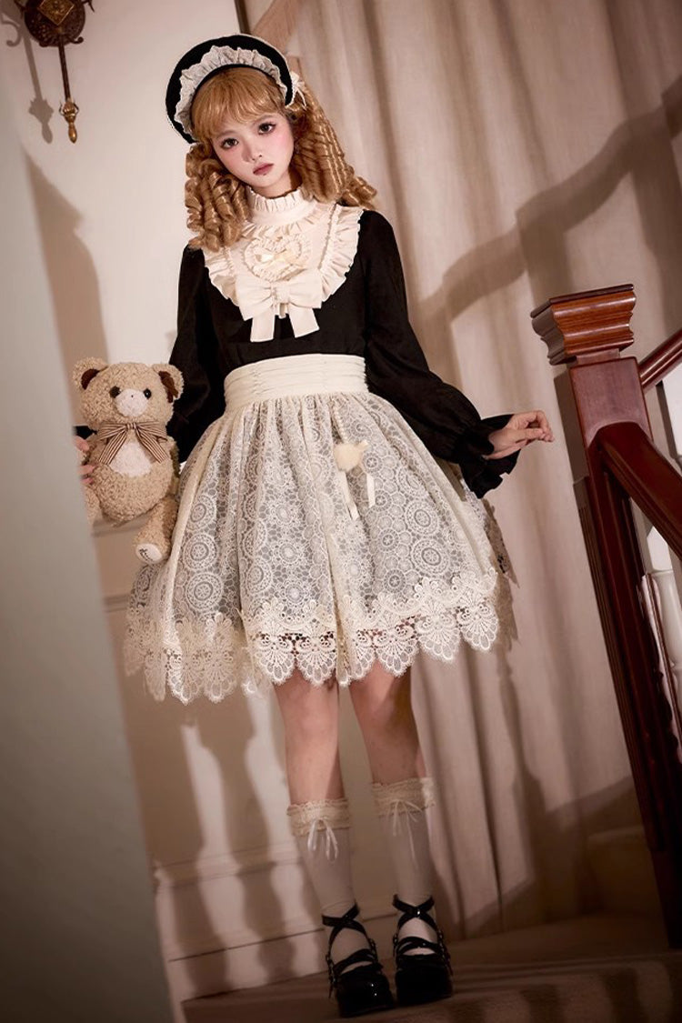 Black Long Sleeve Bow Lace Vintage Dress - Twilight Choir