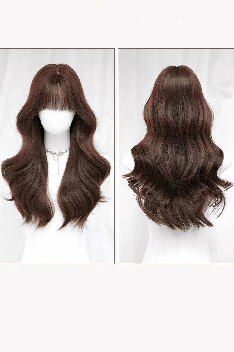Natural Wavy Curls Dark Red Daily Lolita Long Wig